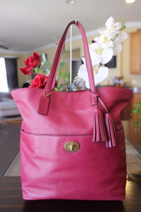 Coach Handbags - COACH Legacy Leather Large Turnlock Tote in Brass Deep Port 26461 (pu30000